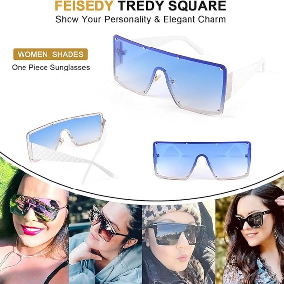 Gradient blue sparkly sunglasses - Picture 5 of 6